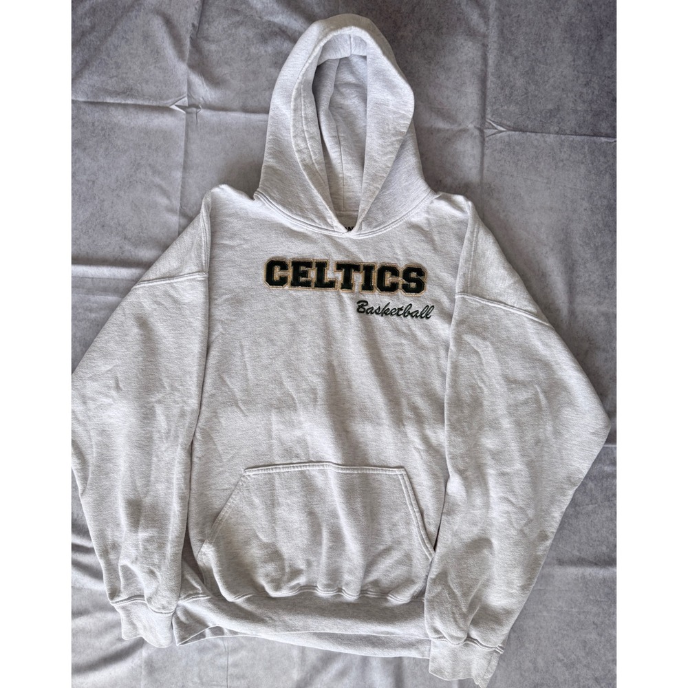 Gildan DryBlend Boston Celtics Basketball Hoodie Gray Mens XL Pullover Fleece